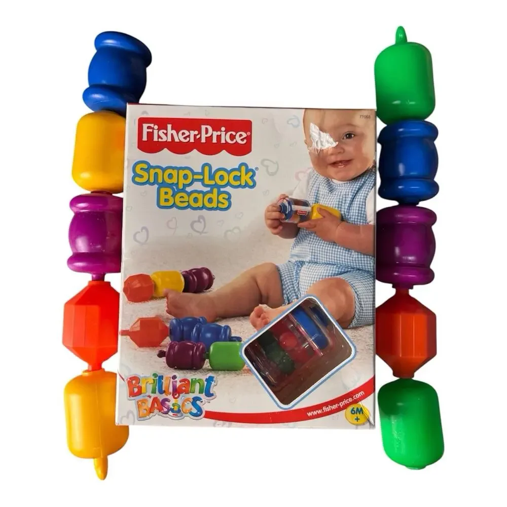 Fisher Price Vintage 2002 Snap-Lock Beads 11 Piece Baby Learning Sensory Toy